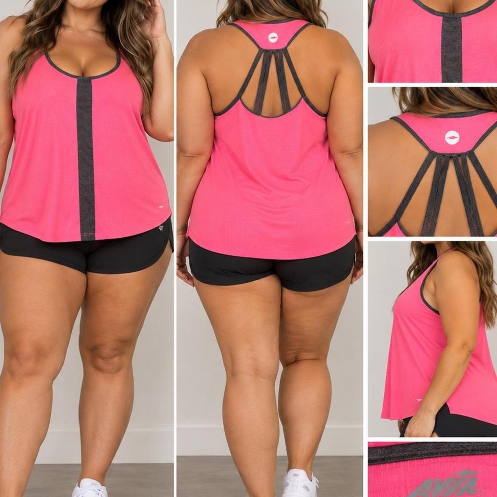 AVIA Neon Pink & Charcoal Athletic Tank — XXL 🩷🖤
